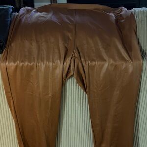 Brown Faux Leather Pants